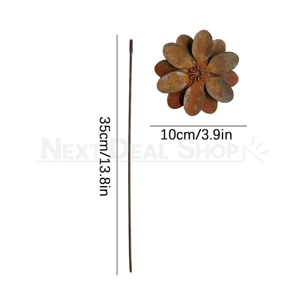Rustic Metal Flower Garden Stake Yard Art Decor