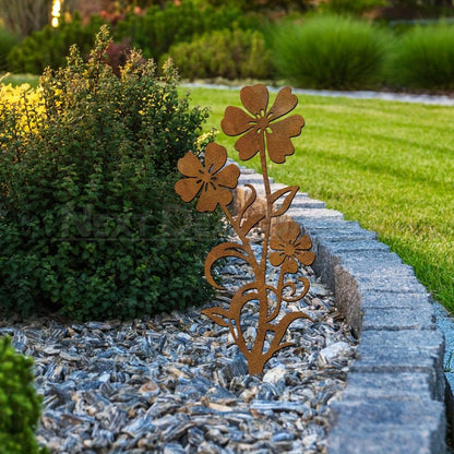 Rustic Metal Flower Garden Lawn Stake Yard Art Decor