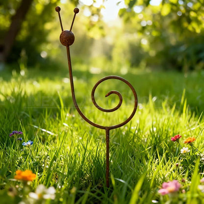 Rustic Metal Snail Garden Stake Yard Art Decor