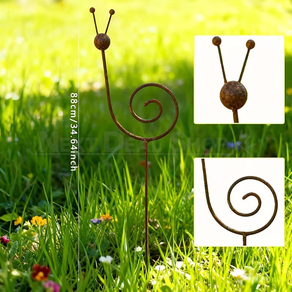 Rustic Metal Snail Garden Stake Yard Art Decor