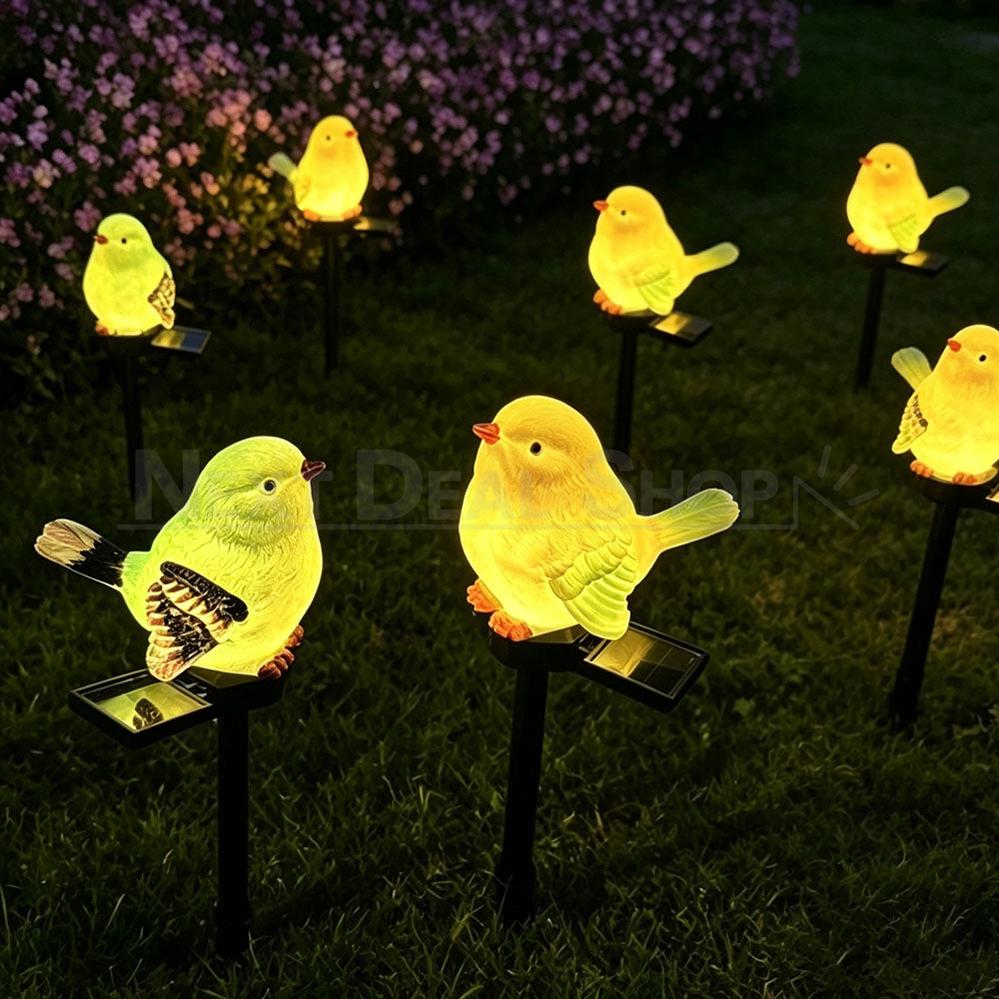 Solar Powered Bird Figurine Garden Pathway Lawn Stake Light