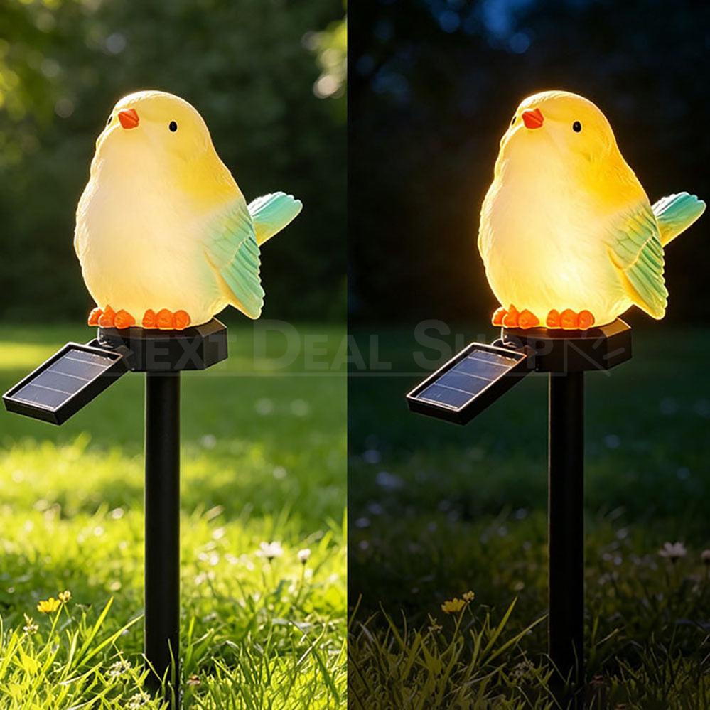 Solar Powered Bird Figurine Garden Pathway Lawn Stake Light