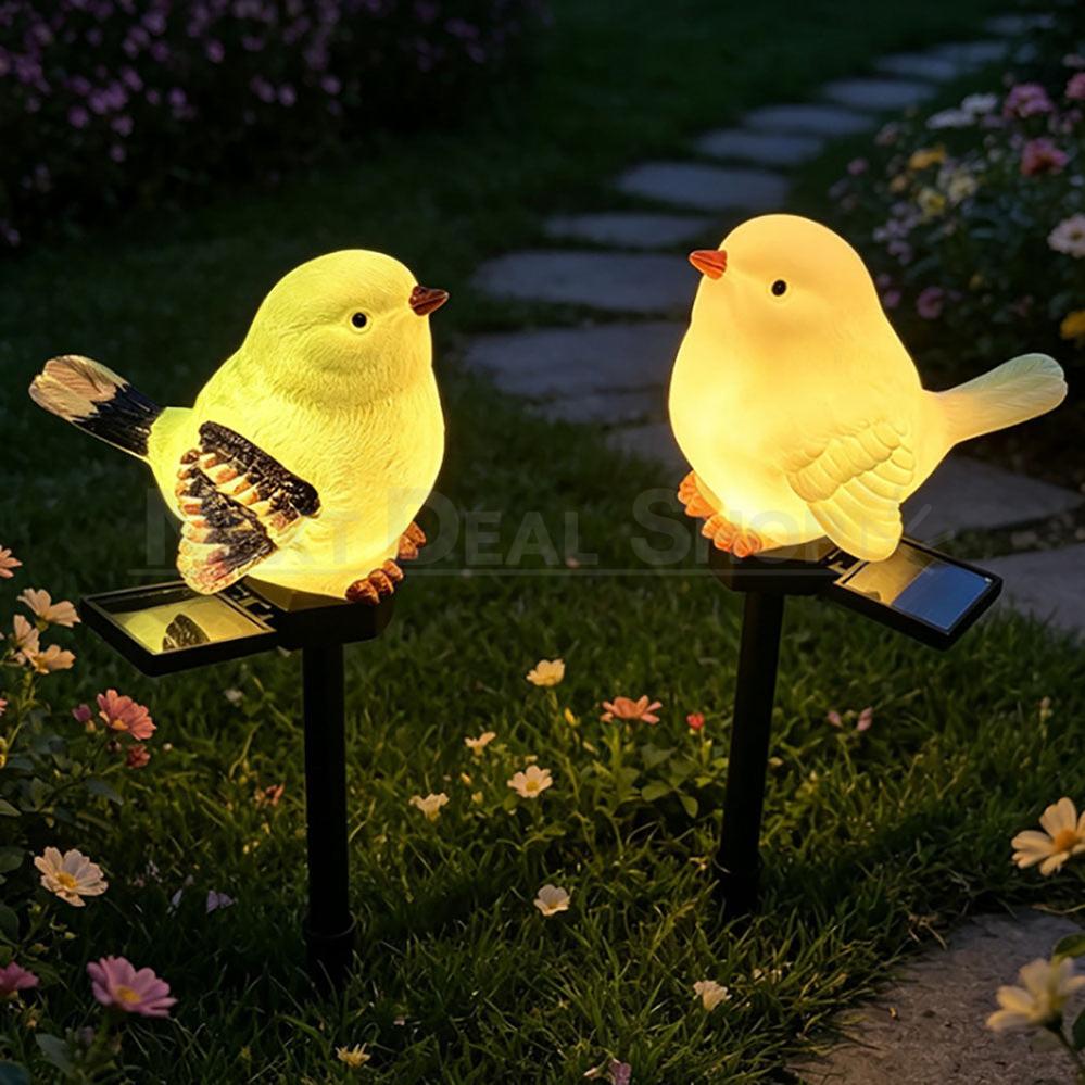 Solar Powered Bird Figurine Garden Pathway Lawn Stake Light