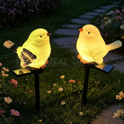 Solar Powered Bird Figurine Garden Pathway Lawn Stake Light