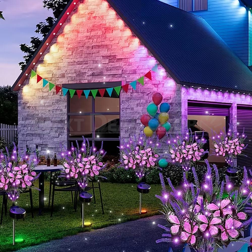 Solar Powered Butterfly Lavender Garden Pathway Lawn Stake Light