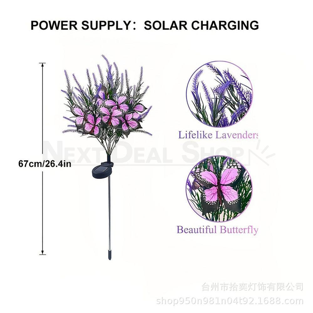 Solar Powered Butterfly Lavender Garden Pathway Lawn Stake Light