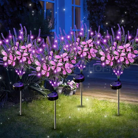 Solar Powered Butterfly Lavender Garden Pathway Lawn Stake Light