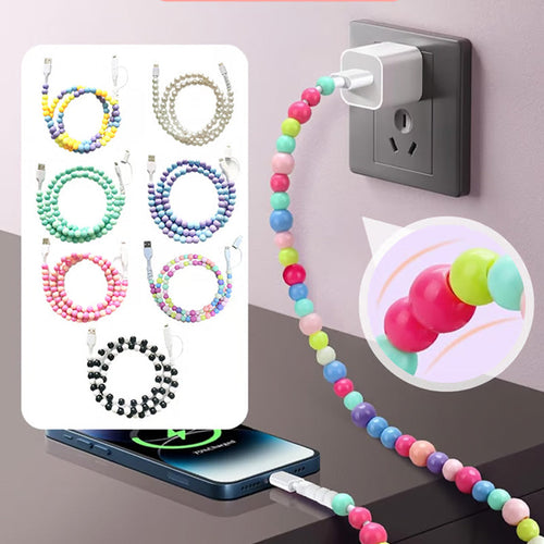 2-In-1 USB To Type-C ＆ PHONE Beaded Charger Cord