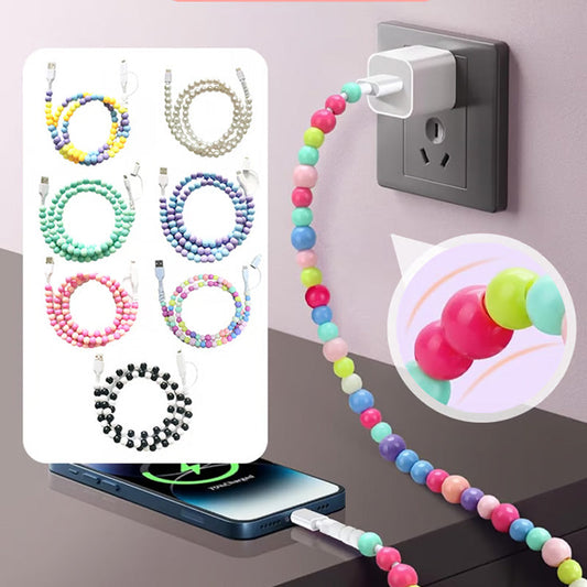 2-In-1 USB To Type-C ＆ PHONE Beaded Charger Cord