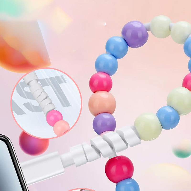 2-In-1 USB To Type-C ＆ PHONE Beaded Charger Cord