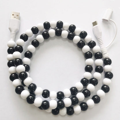 2-In-1 USB To Type-C ＆ PHONE Beaded Charger Cord