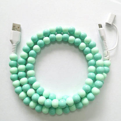 2-In-1 USB To Type-C ＆ PHONE Beaded Charger Cord