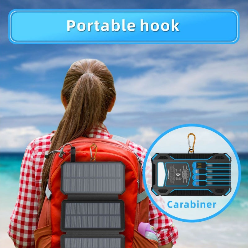 🔥Christmas Limited-Time Offer: 50% OFF!!!🔥20000mAh Solar Power Bank with Foldable Panels, Wireless Charging & LED Flashlight
